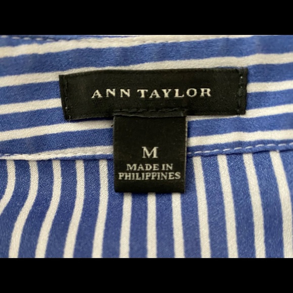 Blue and white striped blouse, button up - Picture 3 of 4